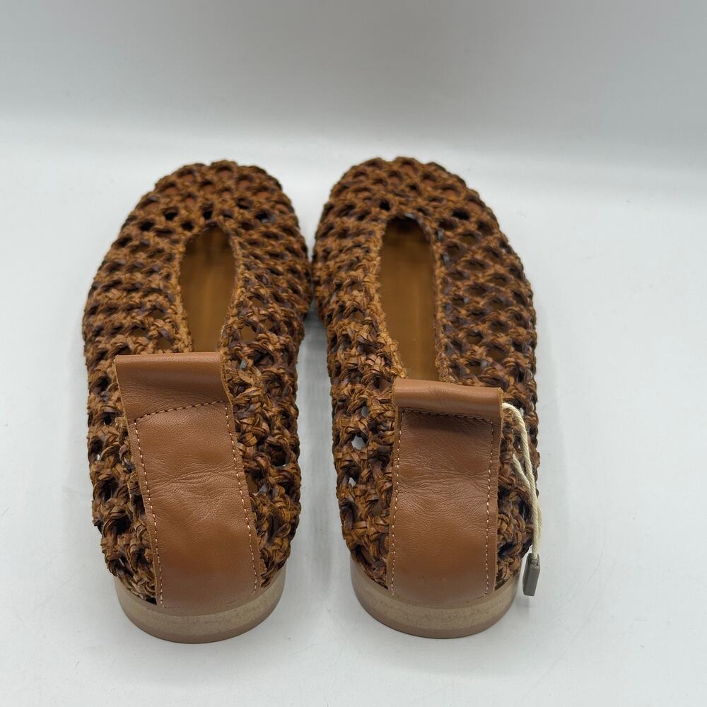 BALDININI Open Woven Leather Basketweave Flats Cognac Brown Sz 35 NWOB $450 - Picture 5 of 7